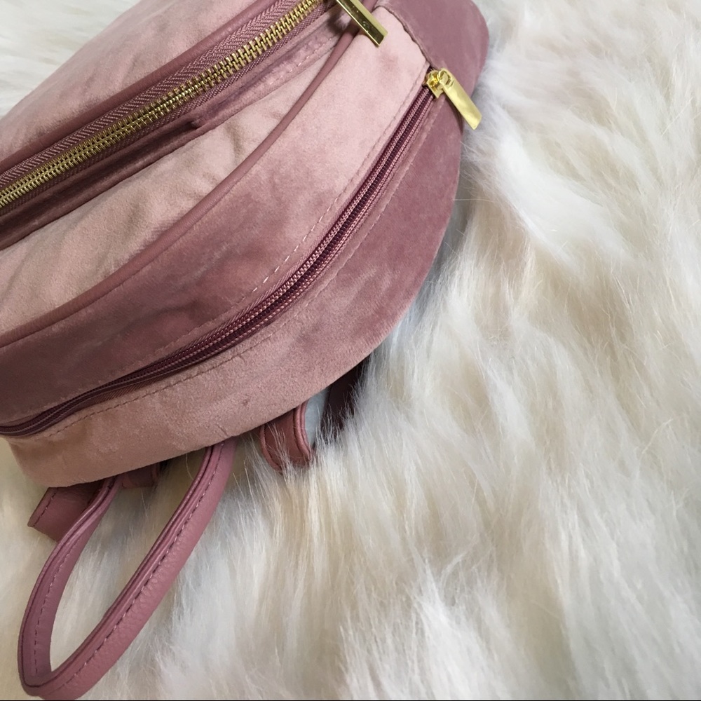 Pastel Velvet Pink Backpack Storage Tote Bag - Picture 3 of 8